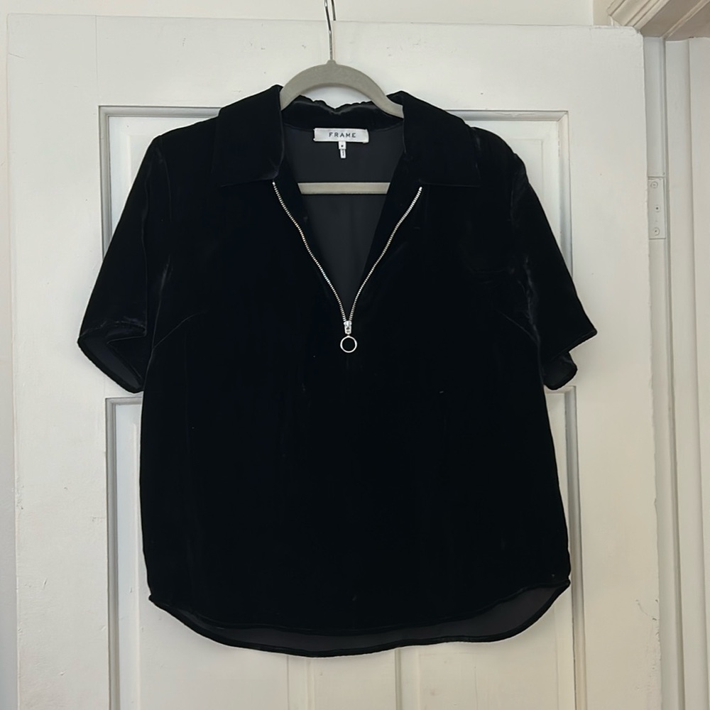 Frame Velvet Zip Up Top
